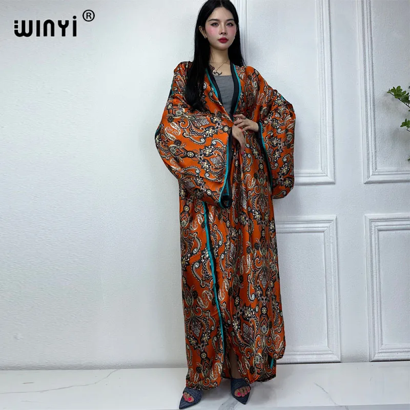 

WINYI kimono Africa Classic cashew print beach wear cover-ups Elegant Cardigan beach outfits for women vestidos swimwear coat