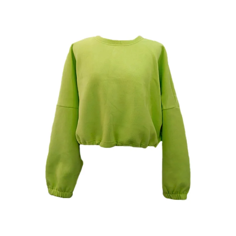 Long Sleeve Hoodie Sweatshirt Women Casual Slim Pullover Neon Green Sweatshirt O-neck Solid Sweatershirt Harajuku Tops Hoodie