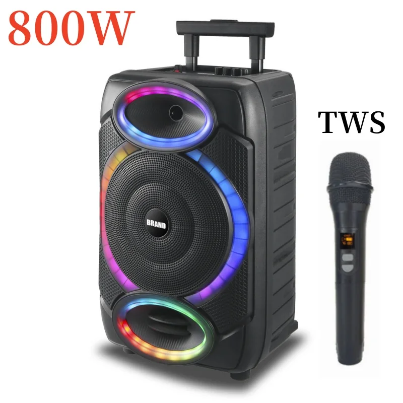 Altavoz portátil con Bluetooth, sistema de sonido de Karaoke al aire libre, 800W, TWS, caja de fiesta, altavoz de graves RGB, BoomBox con micrófono inalámbrico para público