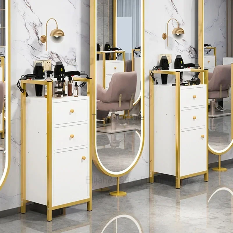 

Light Luxury Modern Salon Trolleys Simple Salon Furniture Beauty Salon Auxiliary Cart with Wheels Multi-layer Storage Cabinet A