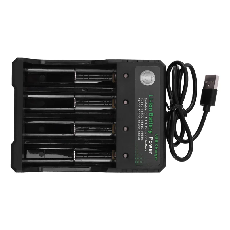 ABGI-3X Rechargeable 4-Slot Battery Charger Li- USB Smart Fast Charger For 18350 18500 18650 Battery Aaa Li- Battery