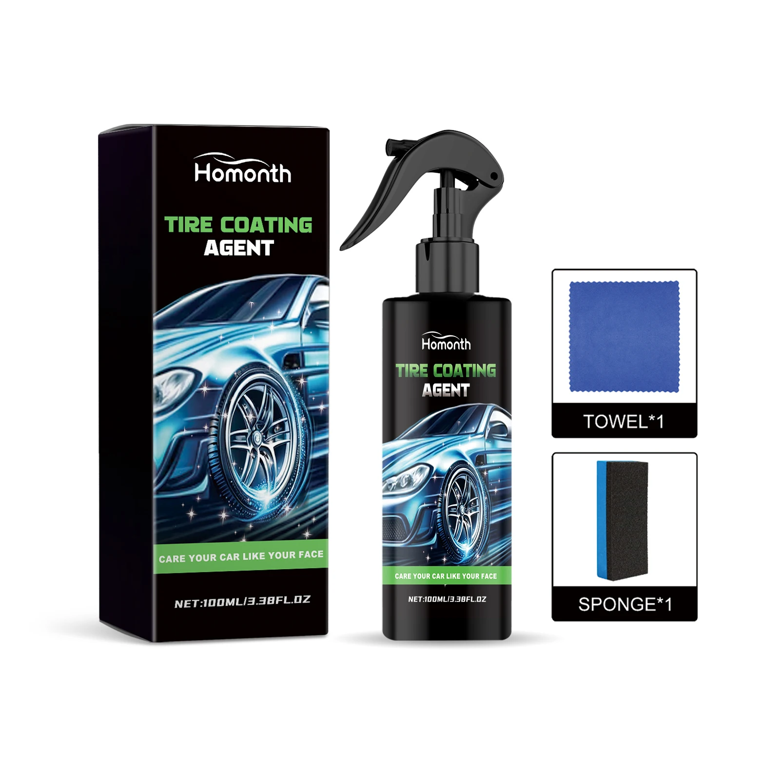 Homonth Car Tire Polishing Cleaner Removes Tire Dirt And Grease Tire Cleaning Decontamination Anti-Aging Polishing Retreader