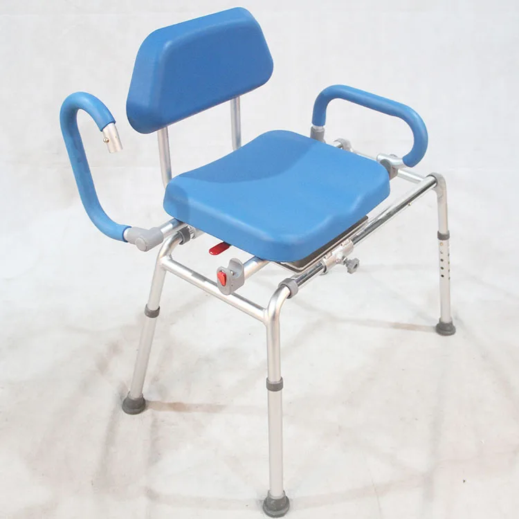 Bath Shower Safety Swivel Seating Wide Blue Premium Padded Tub Transfer Bench Shower Chair