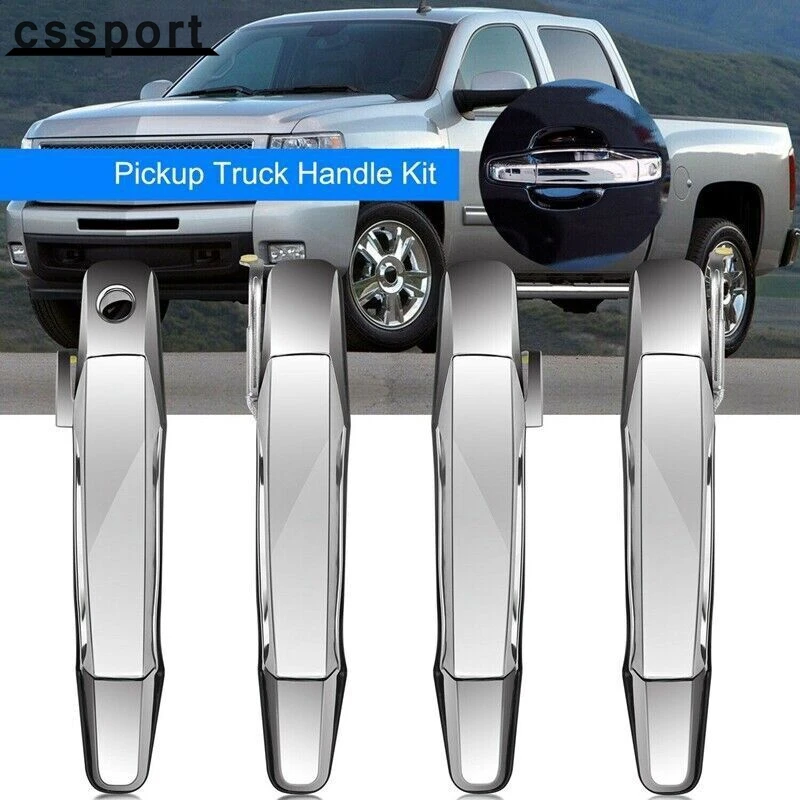 4X Chrome Exterior Door Handle Set For Chevy Tahoe GMC Yukon Sierra Denali 07-13