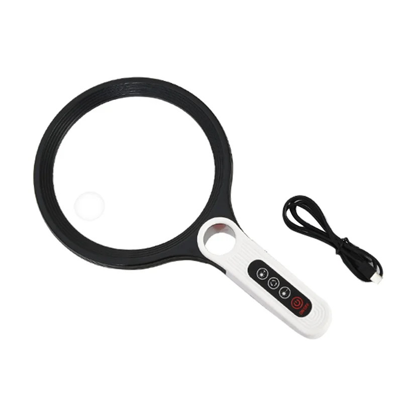 ABAE-20X Professional Handheld Magnifying Glass Rechargeable Reading Lens 34 LED Light For Reading Magnifying Glass Jewelry
