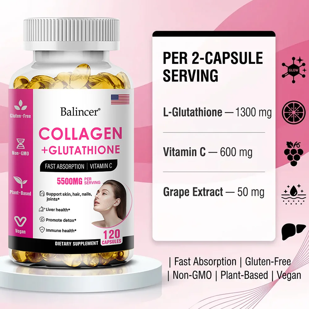 Glutathione Collagen Capsules, Antioxidant, Skin Whitening, Deeply Nourish Skin, Hair & Nails, Support Anti-Aging & Joint Health