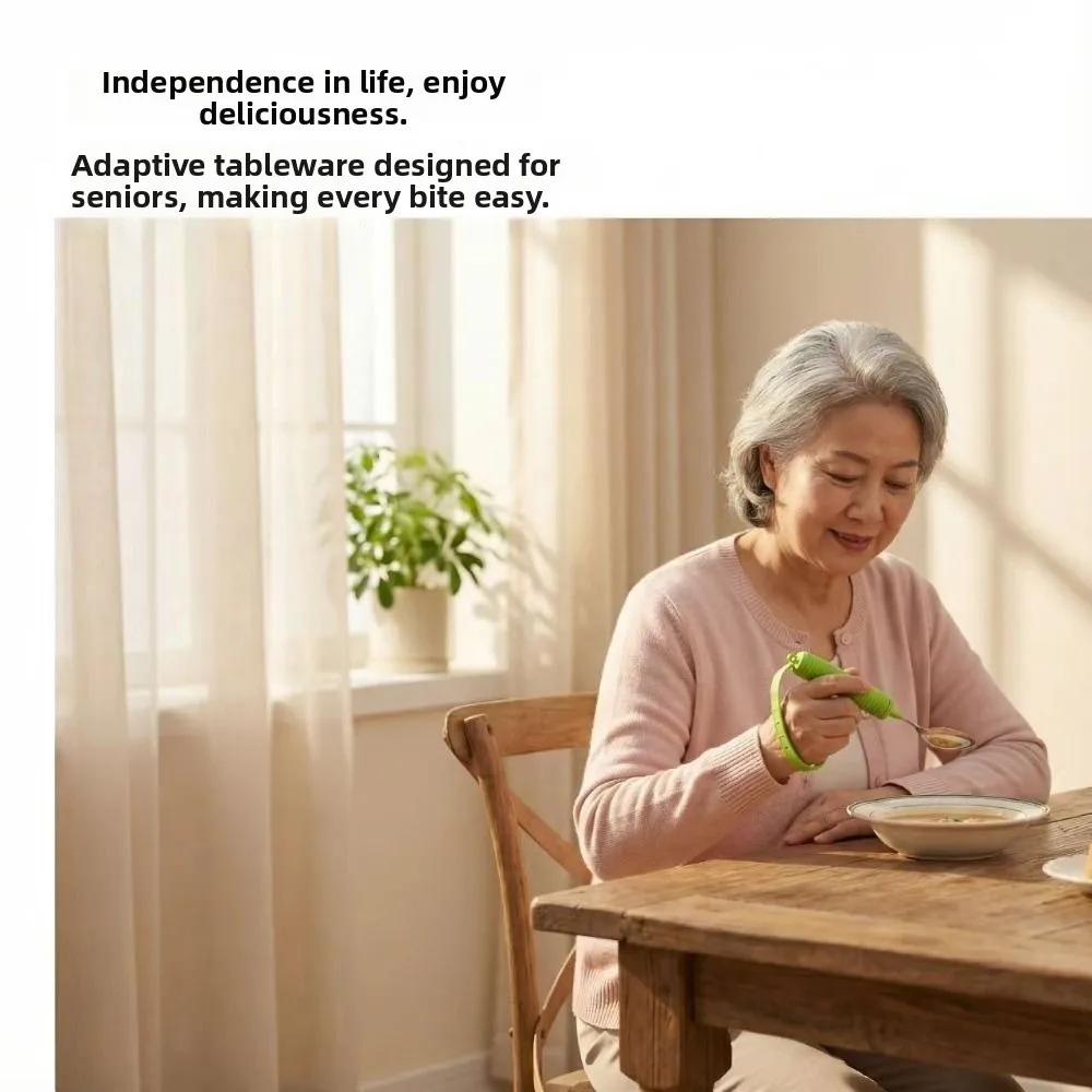 

Антивибрационные вилка и ложка из нержавеющей стали, портативная безопасная посуда для кормления пожилых людей, простая в использовании, легкая.