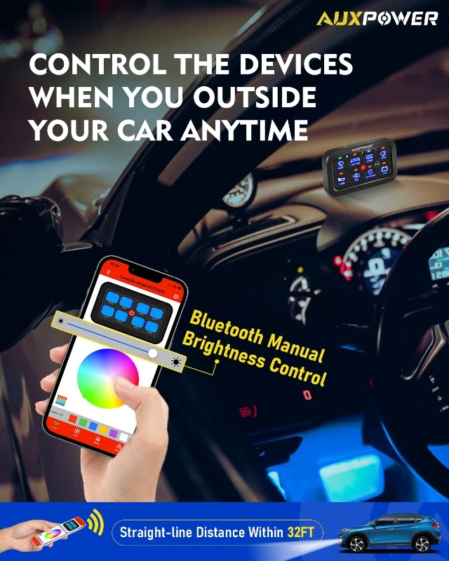 لوحة تبديل AUXPOWER RGB 8 Gang 12V 24V تبديل/لحظة/نبضية مدعومة مع التحكم في التطبيق (مخرج من جانب واحد) #6