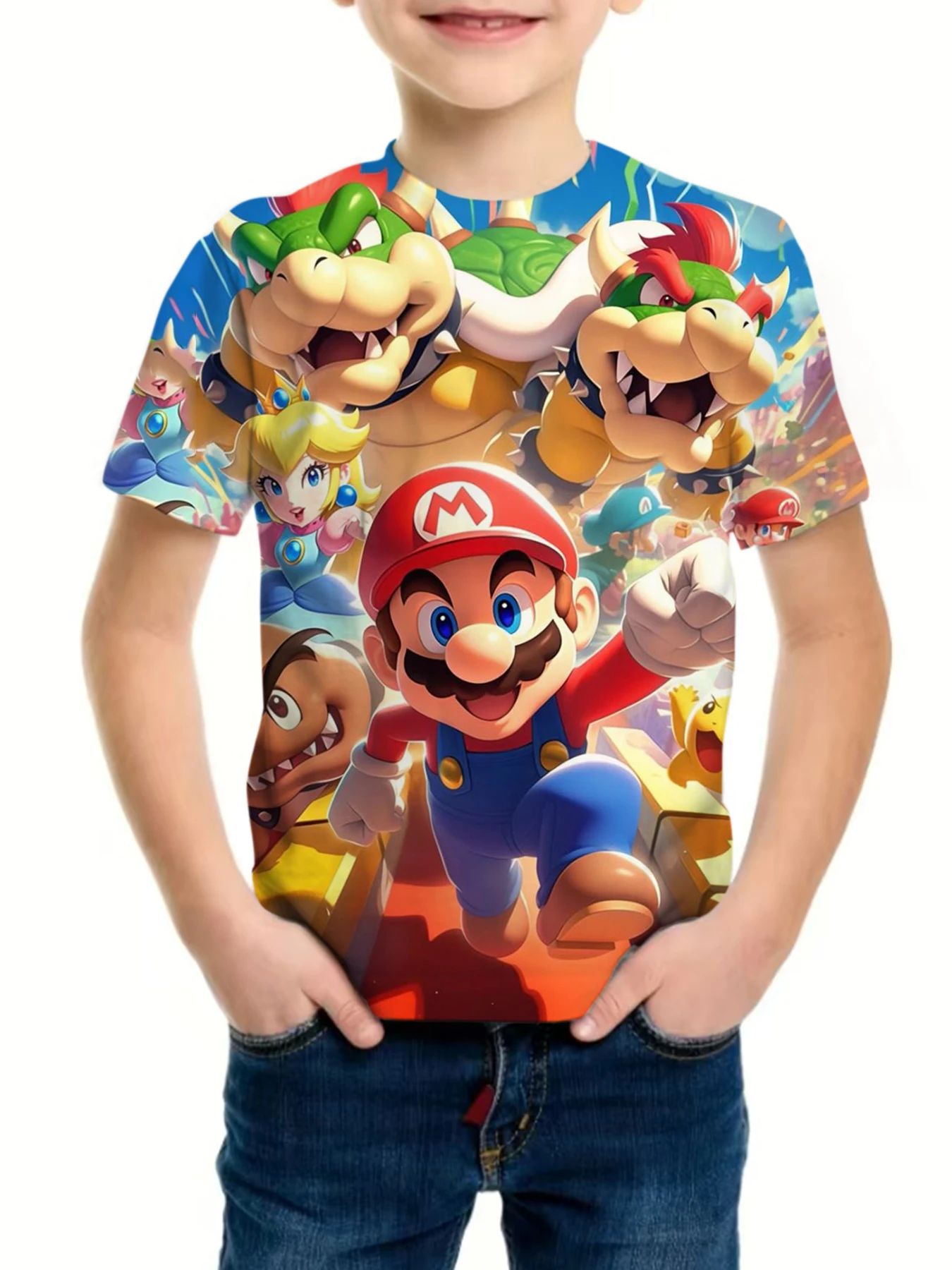 

Kids Girls Clothes Super Mario Brothers Peach Princess Children's T-shirt Girls Boys T Shirt Children's Clothing Baby T-shirts