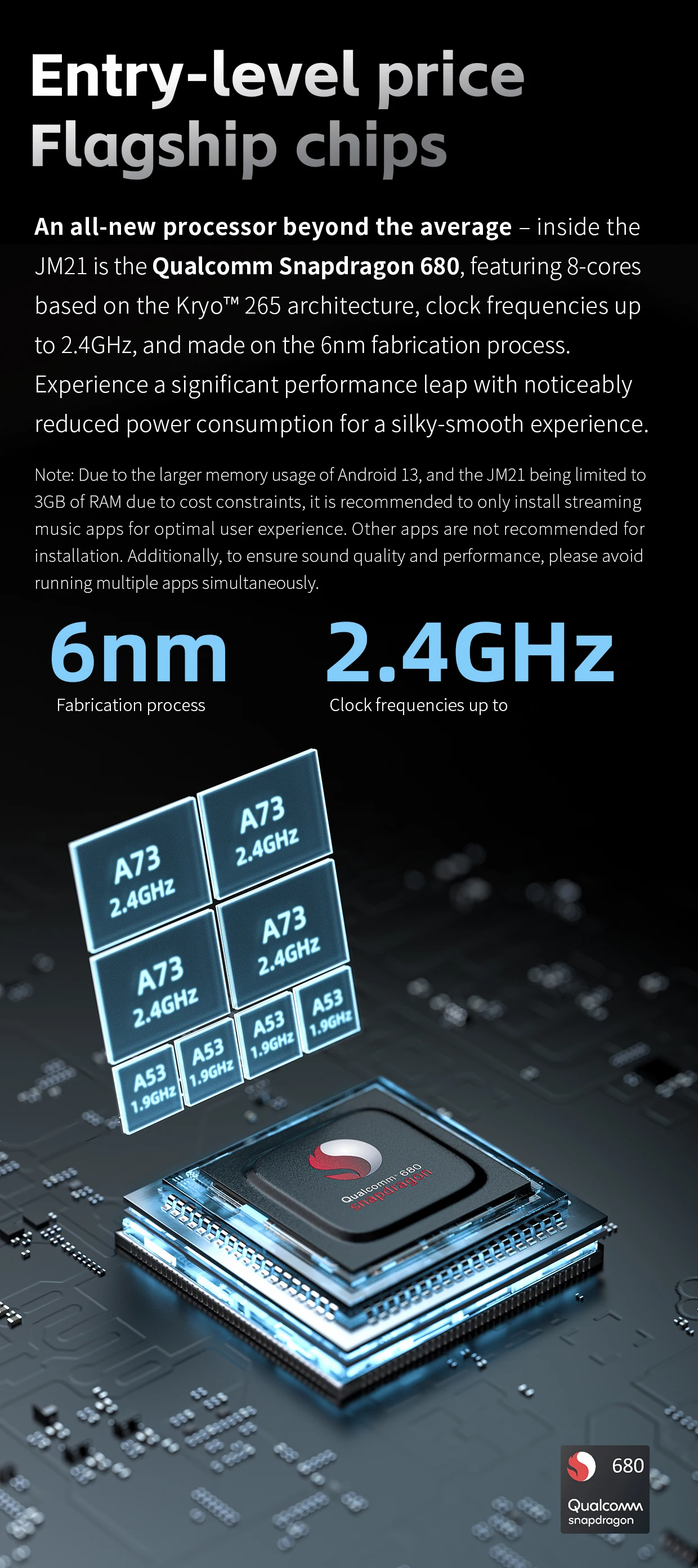 FiiO JM21(3+32GB) Android 13 Hi-Res Music Player MP3 with Snapdragon 680, Bluetooth WiFi USB DAC 12.5H Playtime