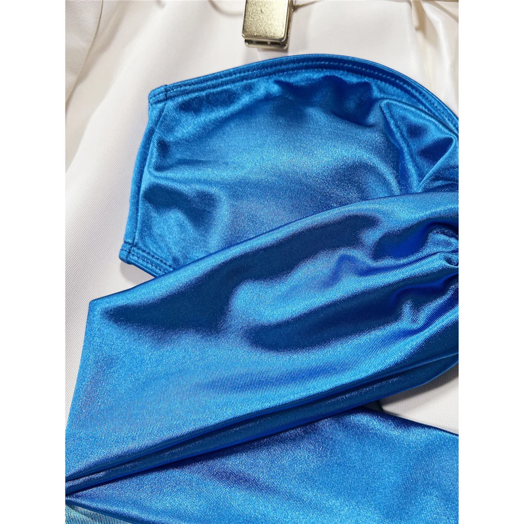 Neuer sexy, trägerloser Bandeau-Bikini mit Splicing-Design, Damen-Badeanzug, zweiteiliger Bikini-Set, Badebekleidung, Badeanzug, Schwimmanzug V3859 – Detail 22