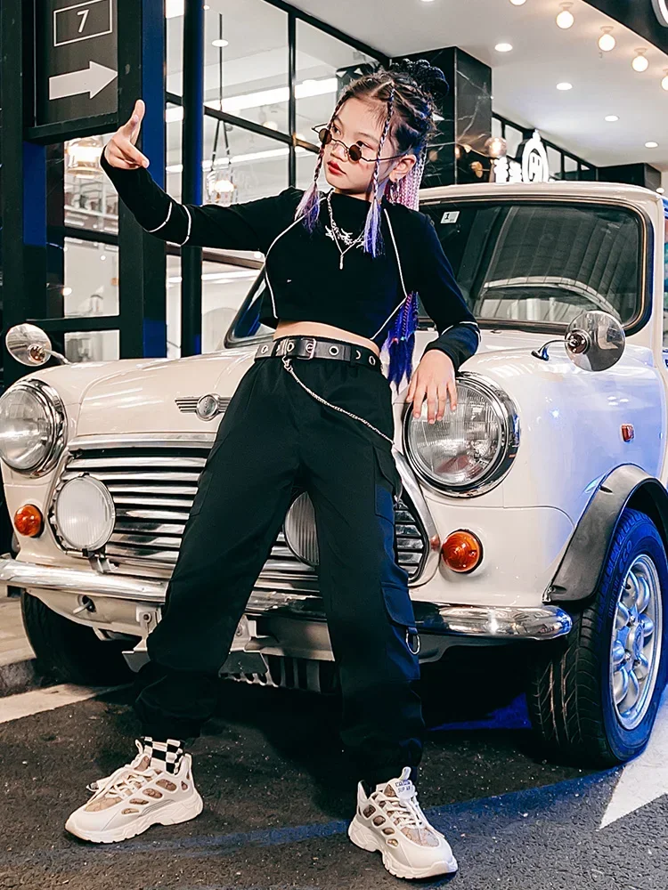 ZZL K-PoP Ropa Trajes de baile de jazz para niñas, Baile callejero para niños, Conjuntos de actuación para niños de Hip Hop, Uniformes de práctica