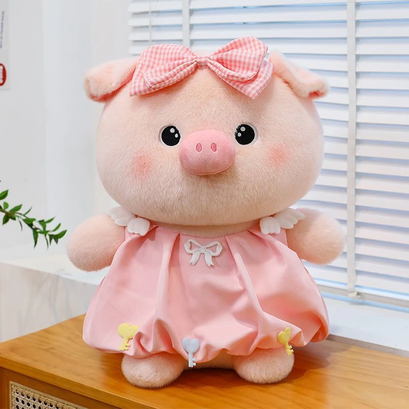 Jouet en peluche petit cochon mignon de 30CM, robe à nœud pour habiller une poupée cochon douce comme cadeau d'anniversaire et de noël pour enfants