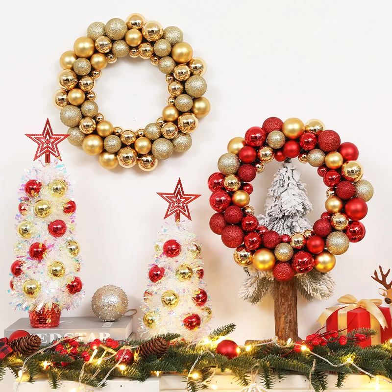 Christmas Ball Ornaments Xmas Tree Garland Golden Red Home Window Display Scene Layout Hanging Decoration Pendants