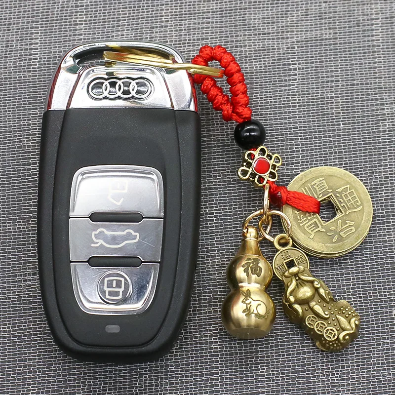

Zodiac Gourd Key Chain Pendant Copper Pixiu Zhaocai Alloy Five Emperor Money Blessing Inhabitants Feng Shui Coin Car keychains
