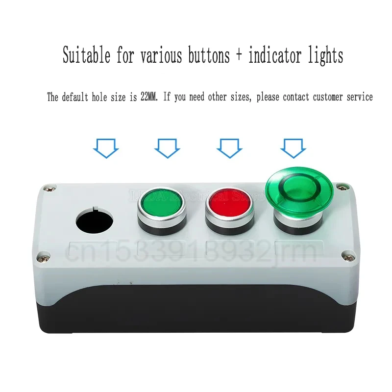 1 waterproof button box, switch control box, 1/2/3/4/5 hole industrial switch indicator box, high-quality installation 22mm
