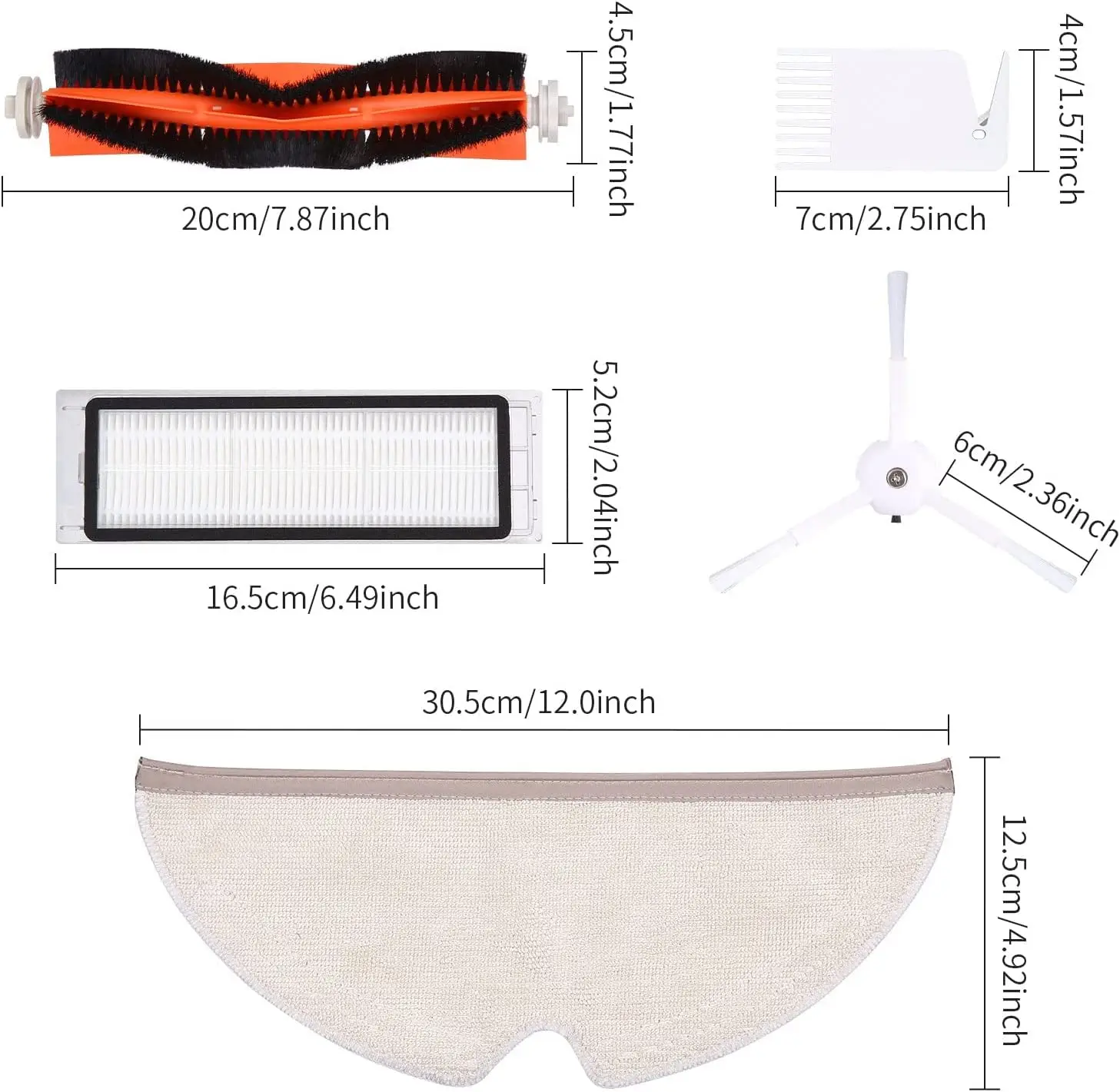 Para xiaomi mi robô aspirador de pó 1s sdjqr01rr sdjqr02rr sdjqr03rr roborock e2 e3 e4 s4 s4 s4 max s5 s6 filtro de escova lateral principal