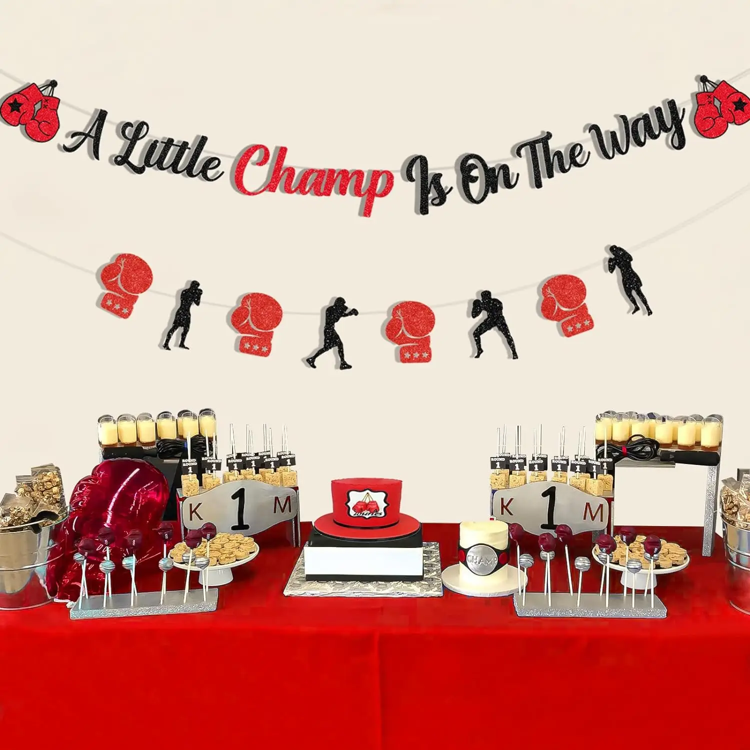 Boxing Baby Shower Decor A little Champ Is On The Way Banner Glove Boxer Garland Match Wrestle Fitness Sports Gym Party Supplies