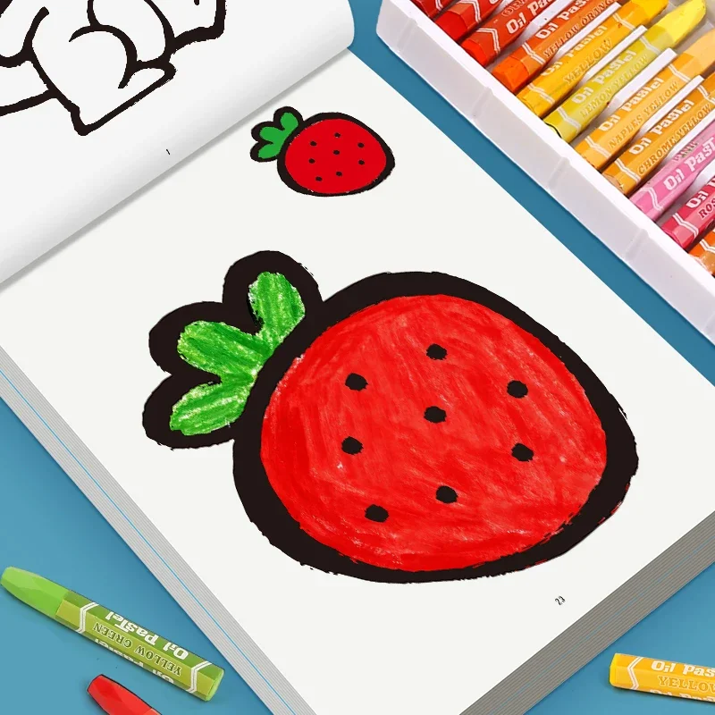 Fun Drawings 32 Patterns Children's Coloring Book 32 Pages of Animal Fruit Transportation Marine Animal Theme Enlightenment Book