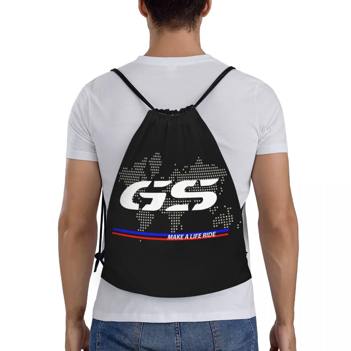 Gs Kaart Motorfiets Avontuur Drawstring Tas Vrouwen Heren Draagbare Sport Gym Sackpack Endurance Training Rugzakken