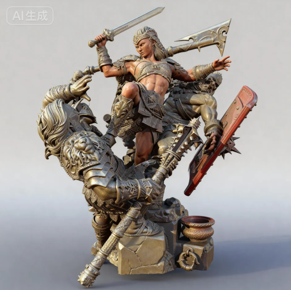 

The height of man 75mm 90mm 115mm Resin model kit self-assembled and colored（3D Printing ）TD-7620/3D