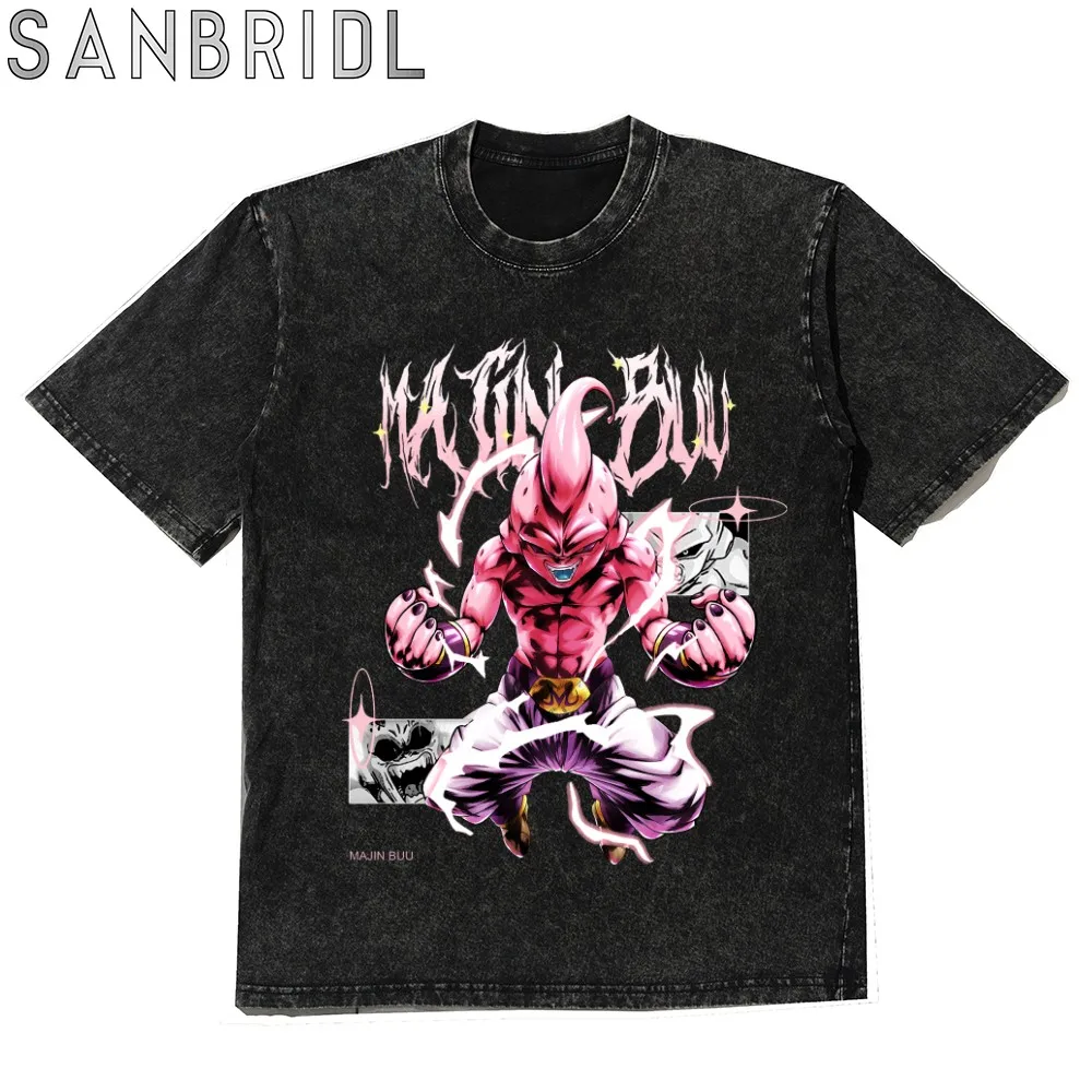 Men Vintage Anime MAJIN BUU DTG Print Cotton T shirt Summer Japan Comic Tops Tee Oversized Plus size Clothes Women Tshirt