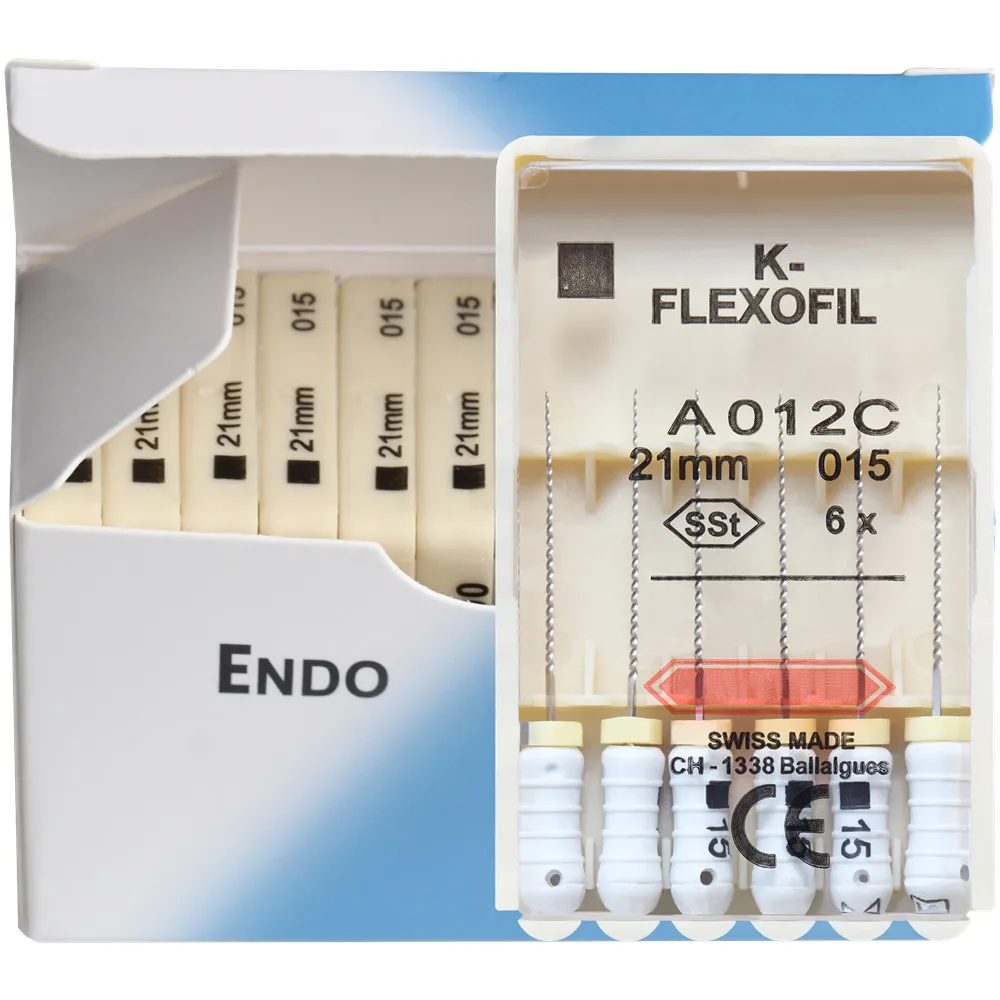 Instrumentos de endodoncia para uso manual, K-FLEXOFILE de flexibilidad Dental, endodoncia para endodoncia, Canal K, limas SSt, 21/25/31mm, 15-40,