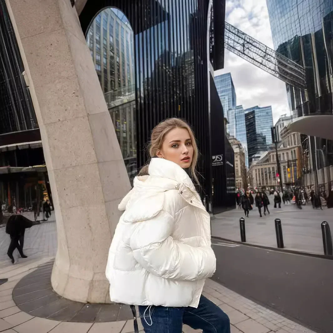 

2025 милая хлопковая куртка с капюшоном и большими ушками, зимняя женская новая стеганая куртка с капюшоном, повседневные свободные парки, пальто, женская одежда