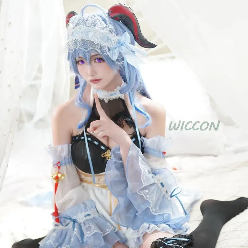 

Anime Game Genshin Impact Ganyu Cosplay Costume Cosplay Maid uniform Game Gan Yu Women outfit Anime Halloween Party Fancy Dress