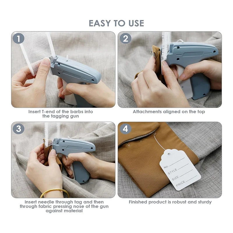 GW-Pistola per etichette per indumenti con 5 perni in acciaio e 2000 elementi di fissaggio bianchi da 1 pollice e 300 etichette per indumenti Vendita a domicilio Negozio al dettaglio Facile da usare