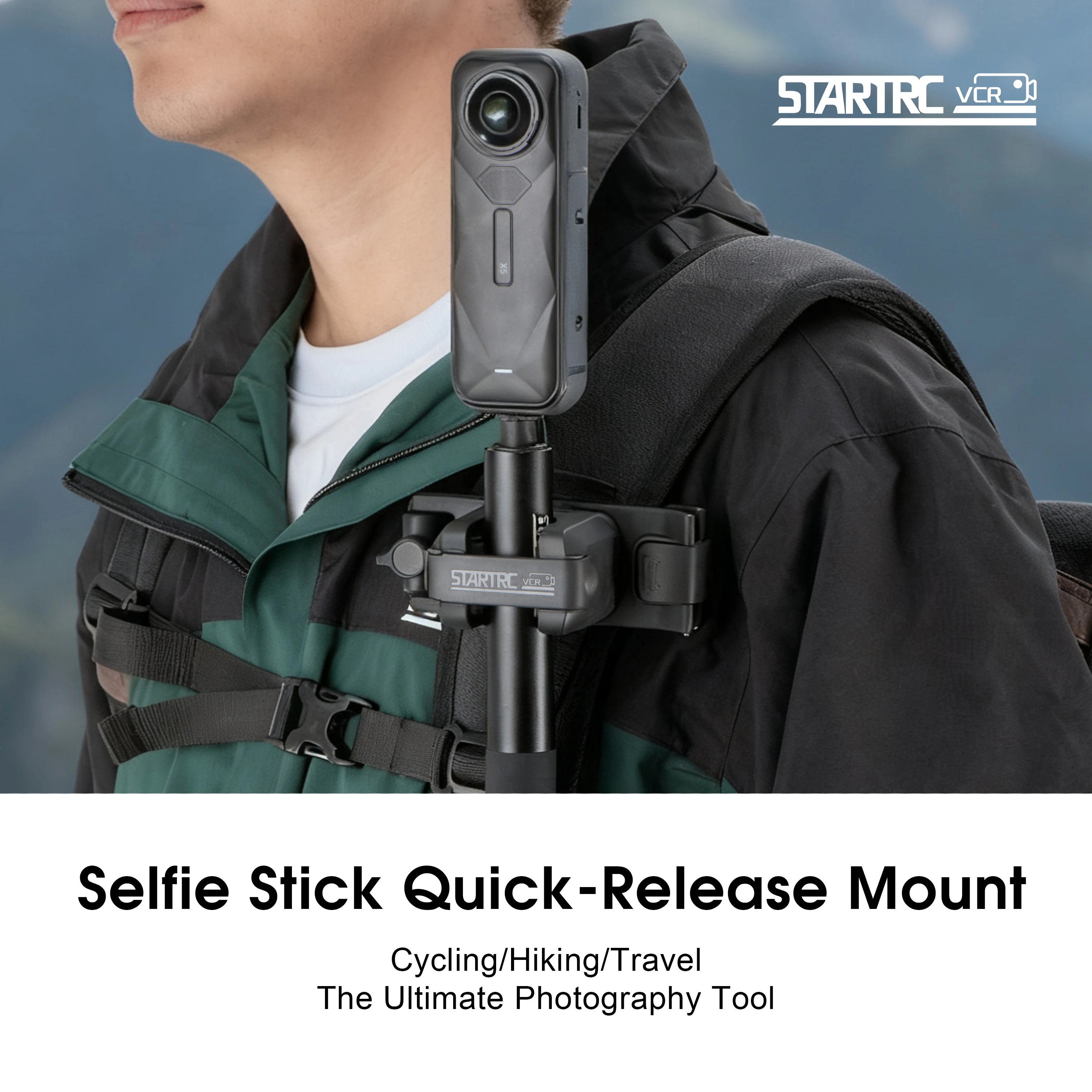 

Крепление-держатель для селфи-палки на ремень рюкзака для Insta360 X5 X4 Air Go Ultra ACE Pro 2, DJI Osmo Nano Action 6 и других аксессуаров