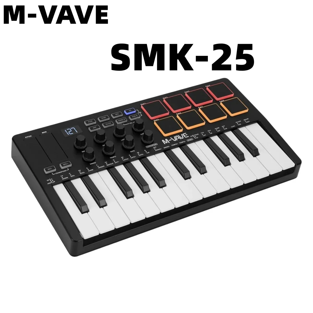 M-VAVE SMK-25 II MIDI Pad Controller Keyboard USB Mini 25 Key 16