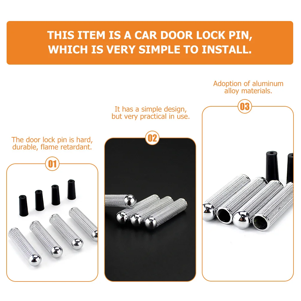 

4Pcs Car Door Lock Knobs Aluminum Alloy Durable Decorative Door Bolt Pins Auto Interior Accessories Replacement