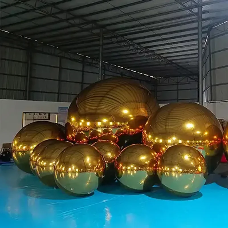 Bolas de espejo de poli iridiscentes inflables gigantes, esfera de espejo inflable, globo metálico para decoración de escenario de boda y fiesta