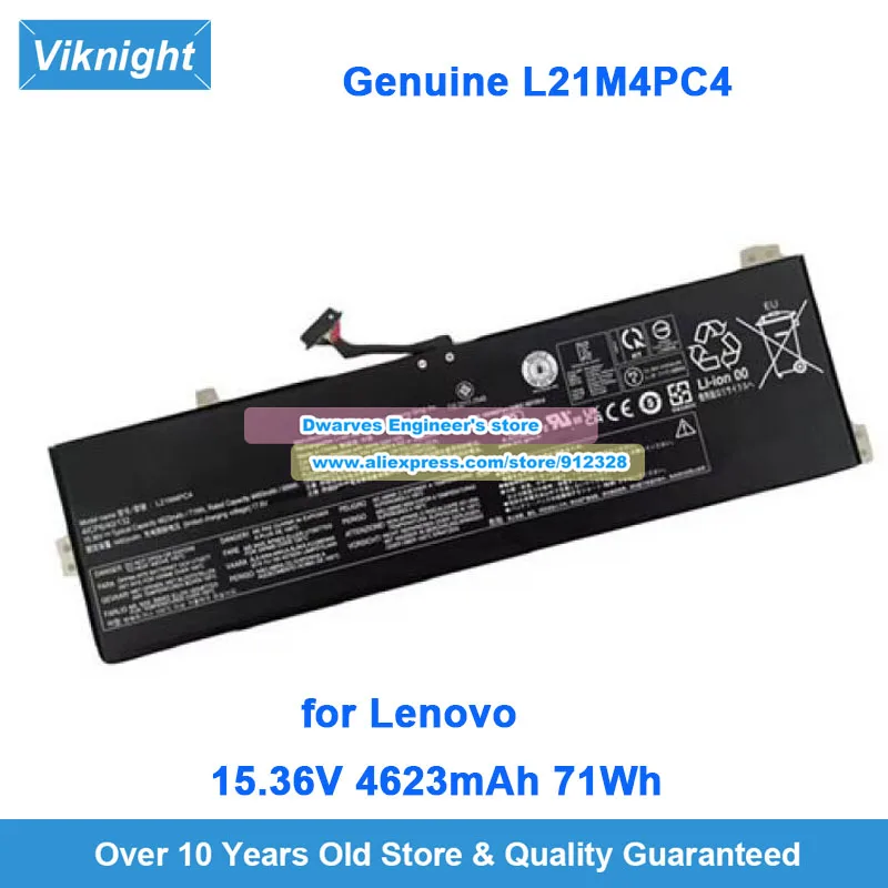 

Оригинальный аккумулятор L21L4PC1 L21M4PC4 15,36 В 71 Втч для Lenovo IdeaPad Gaming 3 16IAH7 Yoga Slim 7 Pro 14IAP7 ProX 14ARH7 14IAH7