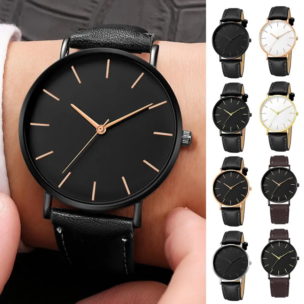 Dropshipping High Quality Rose Gold Dial Watch Men Leather Waterproof Wristwatch Women Dress Fashion Quartz watch