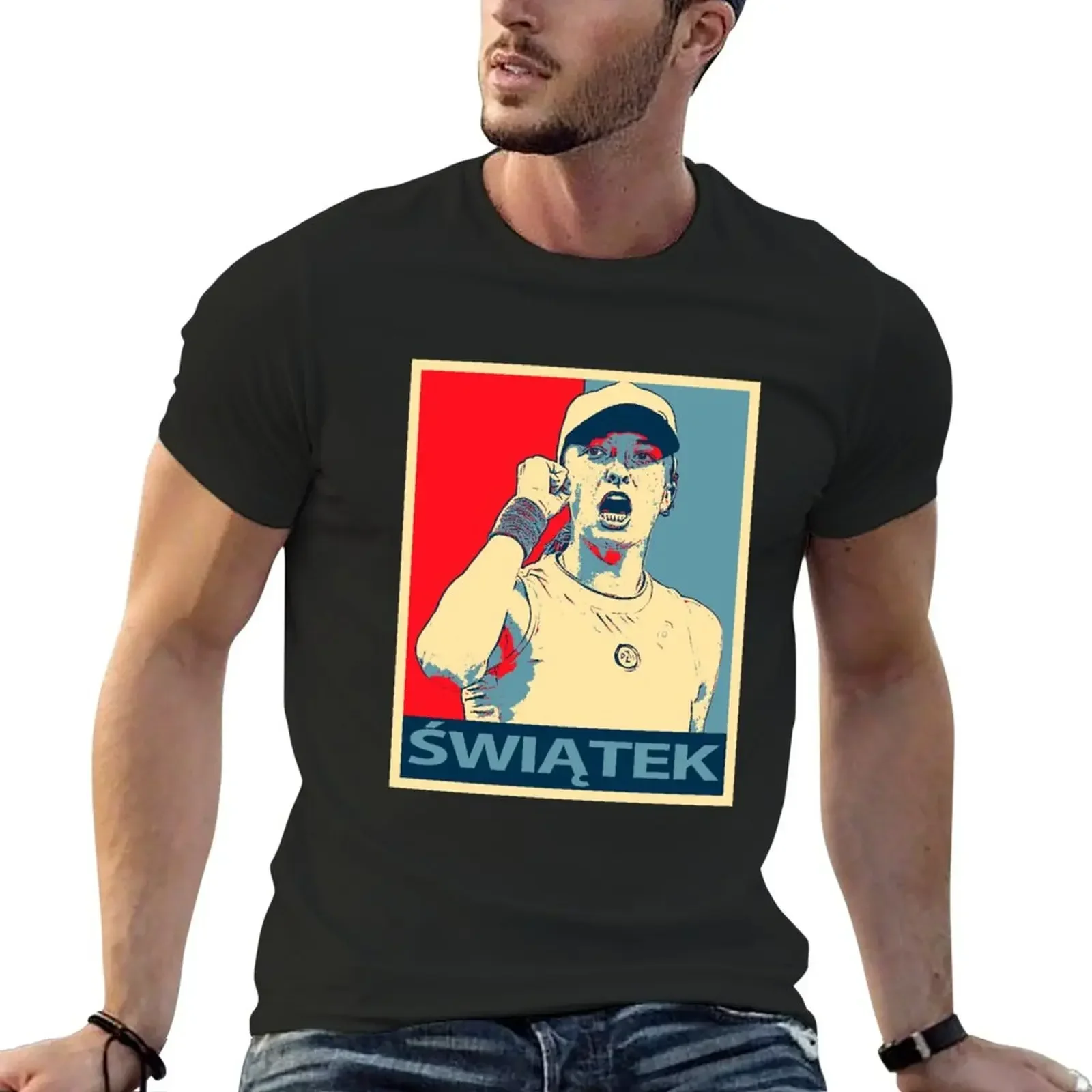 

iga swiatek art T-Shirt plus size clothes vintage graphic tee mens t shirts casual stylish