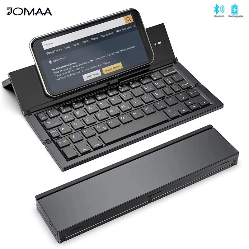 Folding Keyboard Wireless Rechargeable Foldable Bluetooth Keyboard Pocket Keyboard with Pocket Size for Phone iPad Laptop Tablet