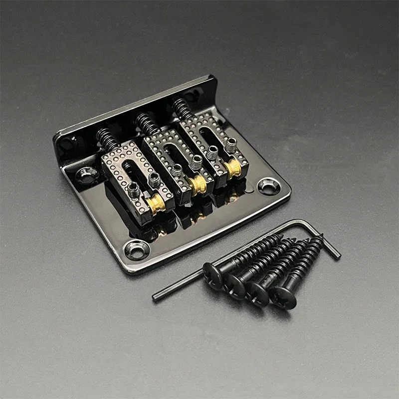 

3/4-String Guitar Fixed Bridge 50x42 or 60x38.5 String Bottom or Body Throung with Roller Saddle for Box Guitar Black