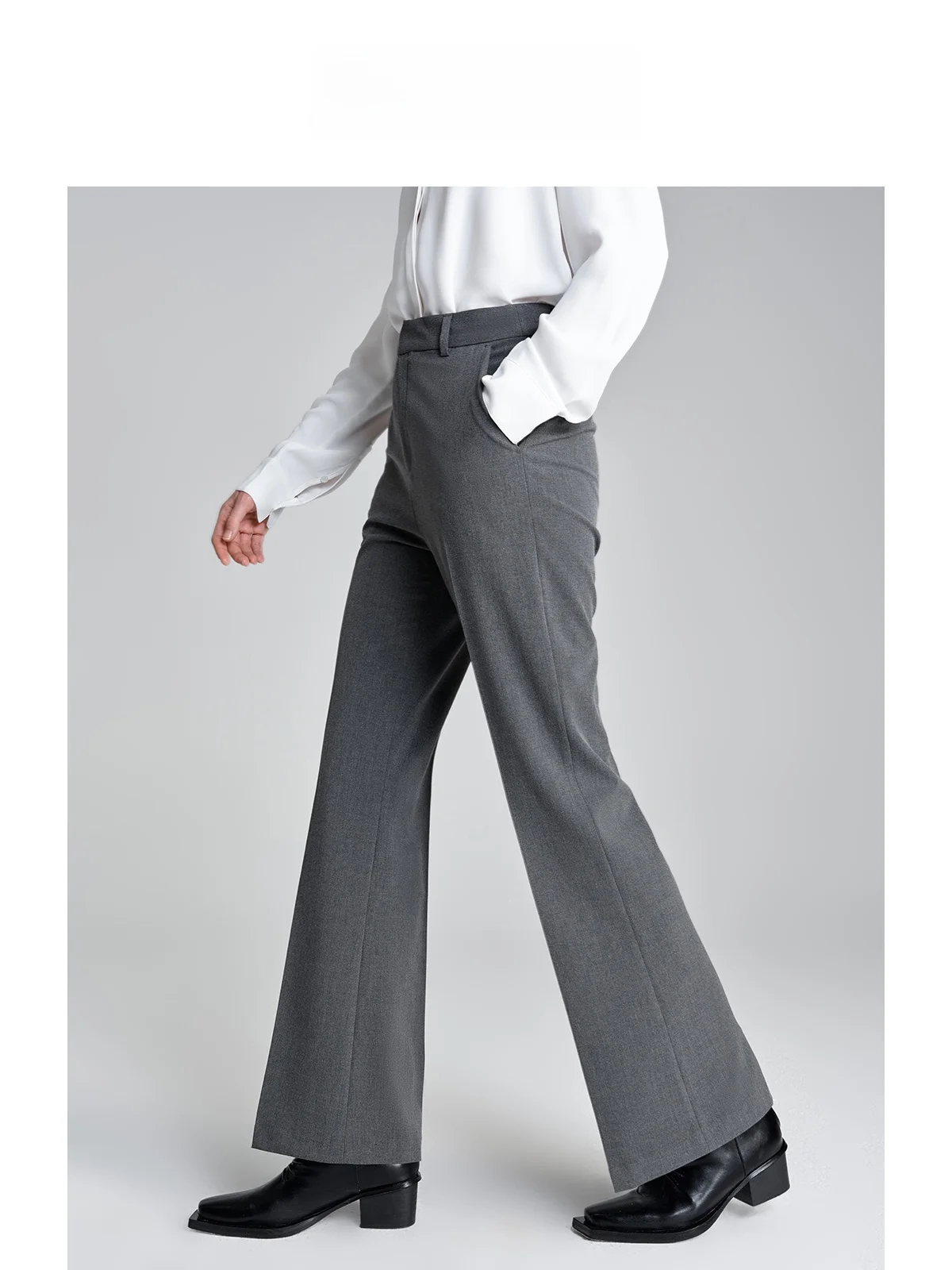 

High Waist Straight Leg Grey Pants Women's Summer Loose Drapey Elastic Flared Trousers Stylish Suit Pants Casual Pants