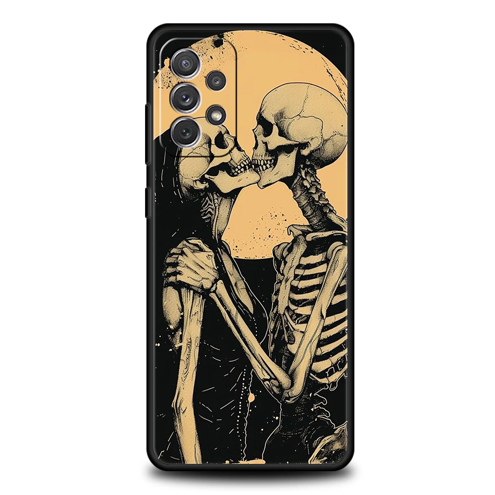 Love Skeleton Skull Phone Case for Samsung Galaxy A55 A35 A15 A14 A25 A54 A51 A71 A72 A73 A32 A52 A52S A41 5G Silicone Shell Bag