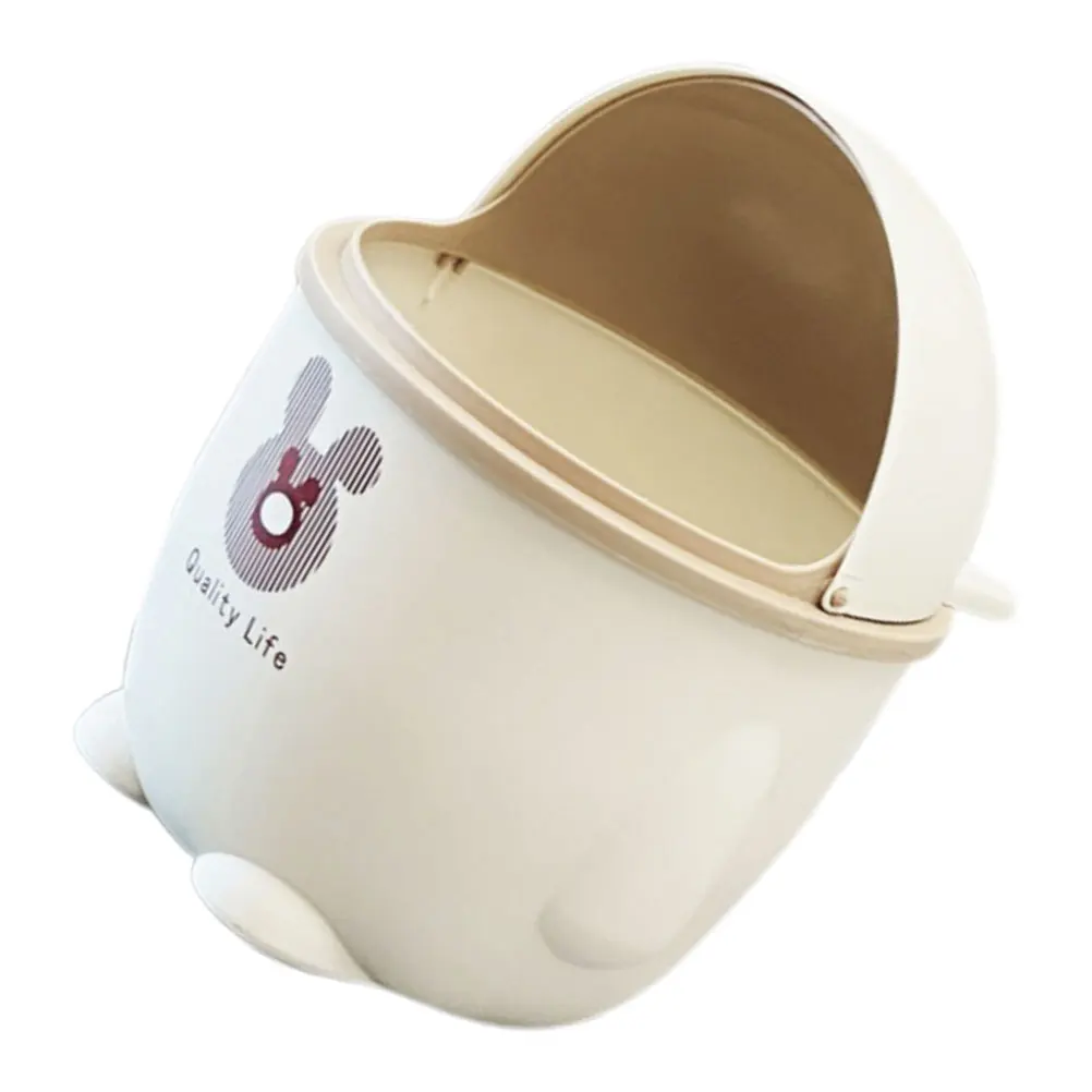 

Мусорный бак, милый мультяшный настольный мусорный бак, маленький белый пластиковый контейнер для мусора для кухни, ванной комнаты, офисной стойки