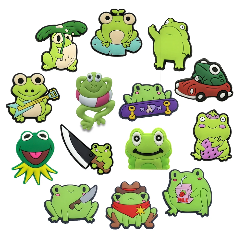 1 Stück PVC Cartoon Frosch Schuh Charms Schnalle Krokodil Jibz Clog Fit Armbänder DIY Krokodil Charms Dekorationen Loch Kinderschuhe Ornamente