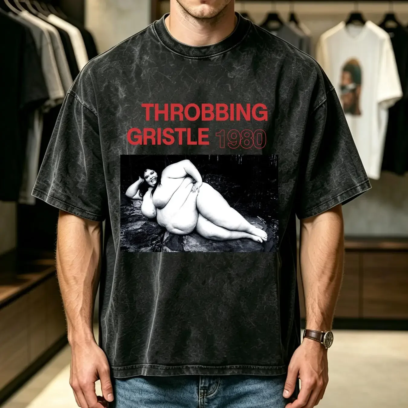 washed T Shirt Throbbing Gristle retro Psychic TV new black long or short sleeves vintage Washed fashion designer clothes
