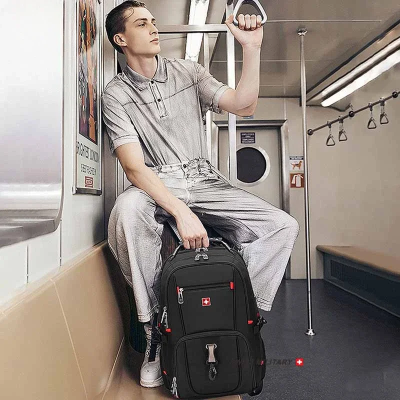 متعددة الوظائف سعة كبيرة الذكور حقيبة موضة السفر USB شحن مقاوم للماء 23 بوصة محمول على ظهره الرجال Mochila