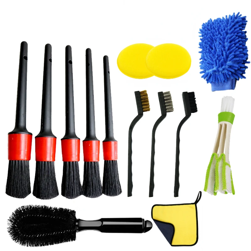 New Car Detailing Brush Set Car Cleaning Brushes Sponges Towels for Car Air Vents Rim Cleaning Dirt Dust Clean Tools