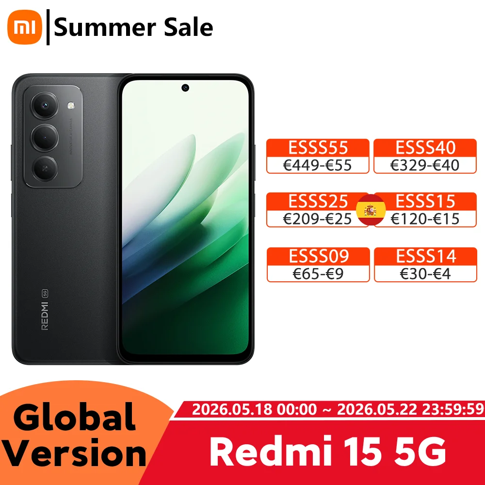 Redmi 15 5G Versión Global, Batería de 7000 mAh (típica), 33 W, Snapdragon ®   Smartphone 6s Gen 3 con Pantalla de 6.9 Pulgadas y 144Hz, Cámara IA de 50MP