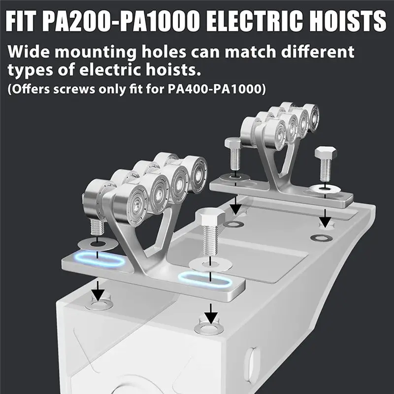 L68A 2Pcs Hoist Trolley for PA200-1000 Electric Hoist, 8 Wheels Trolley Assembly for 1-5/8Inch Strut Channels