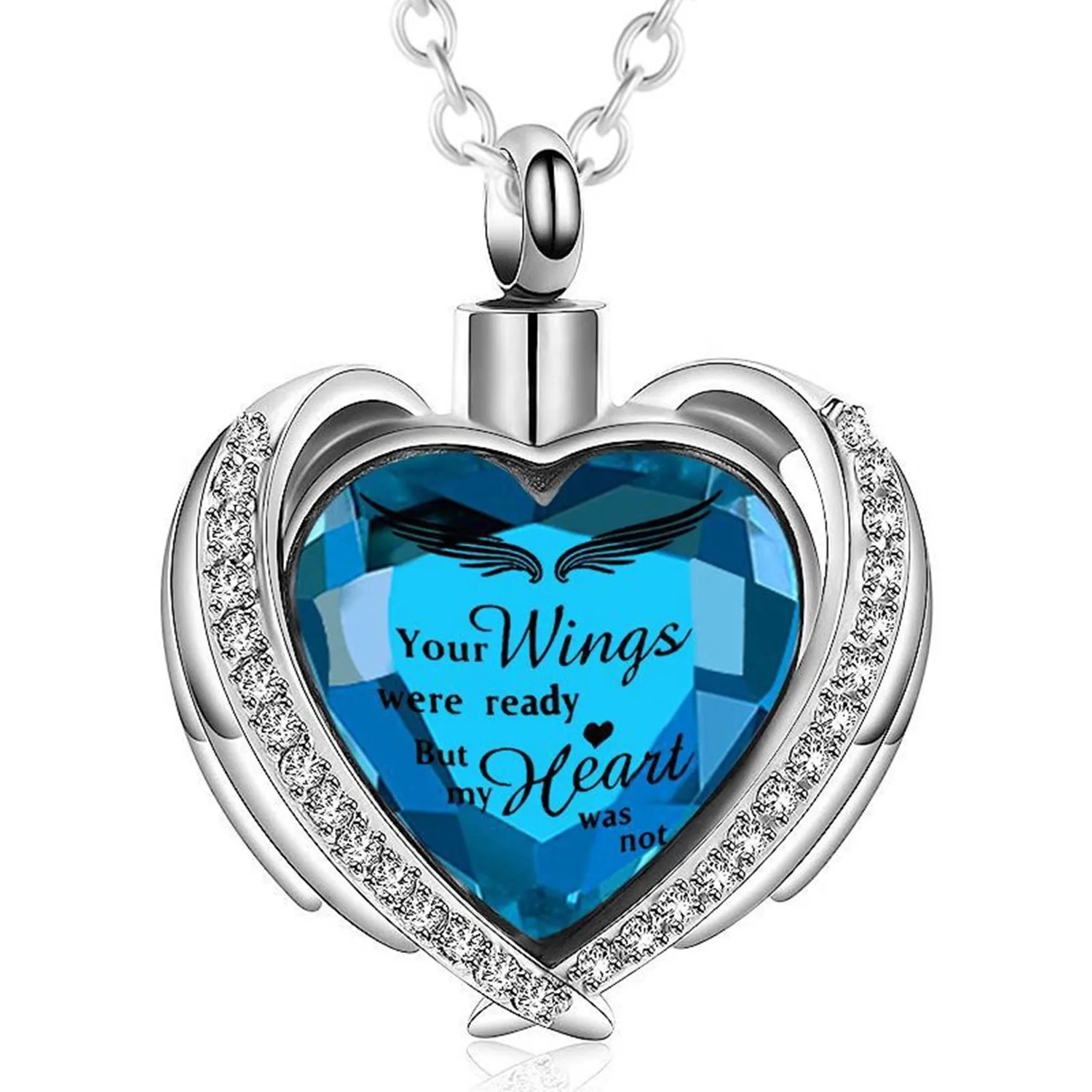 قلادة جرة تذكارية لمجوهرات حرق الجثث على شكل قلب - تذكار من الفولاذ المقاوم للصدأ للرماد/الشعر مع زجاج أرجواني وأزرق #5