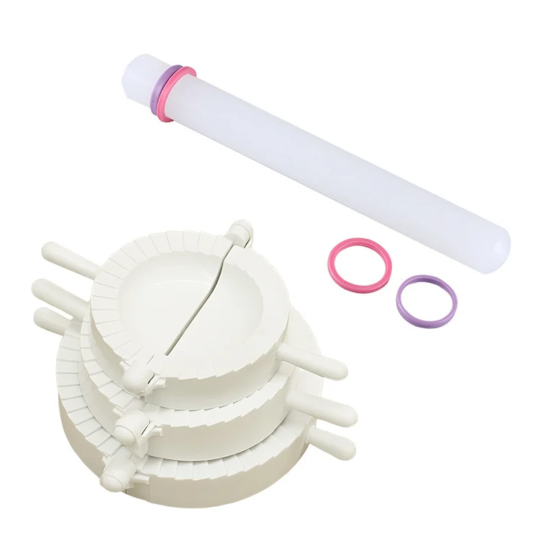 4PCS Dumpling Maker Kit Home Cooking Dumpling Molds with Rolling Pin Party Food Prep Kitchen Accessory for Gyoza Empanada ZYF